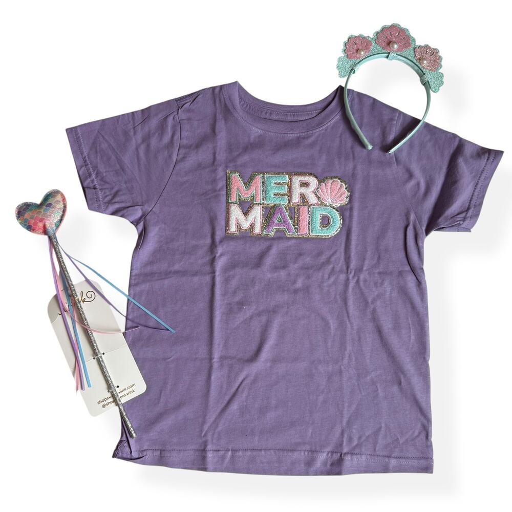 NEW Sweet Wink Mermaid Patch T-Shirt Headband & Wand 7/8